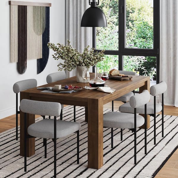 Dahlia 19 in. Modern Kitchen Dining Chair with Metal Legs and Upholstered Cushion, Light Gray/Black (Set of 6)