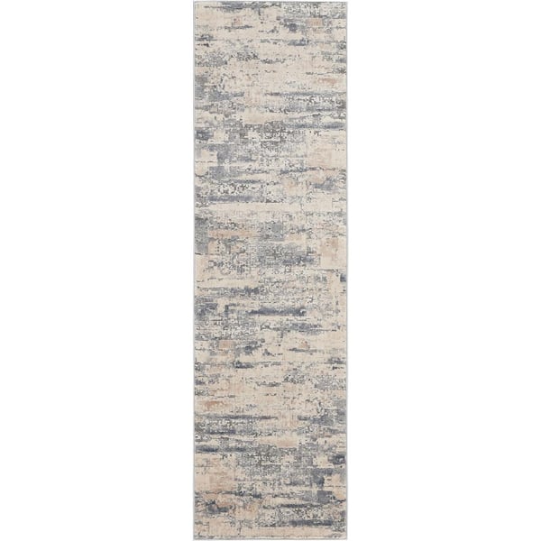 Nourison Rustic Textures Beige/Grey 2 ft. x 8 ft. Abstract Contemporary Kitchen Runner Area Rug
