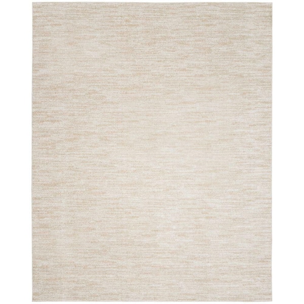 Essentials 10 ft. x 14 ft. Ivory Beige Solid Contemporary Indoor/Outdoor Patio Area Rug
