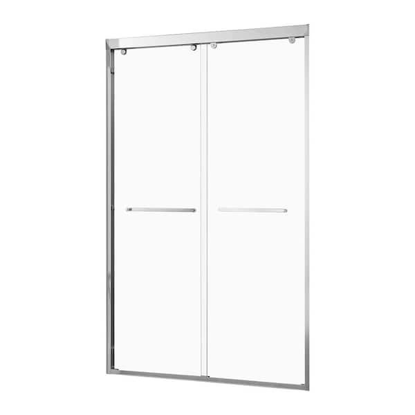 44 in. to 48 in. W x 75 in. H Sliding Framed Shower Door in Chrome Finish with Clear Glass