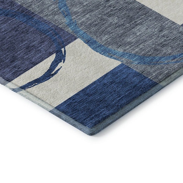 Mayfield Premium Machine Washable Abstract AMF943 Blue 8 ft. x 10 ft. Area Rug