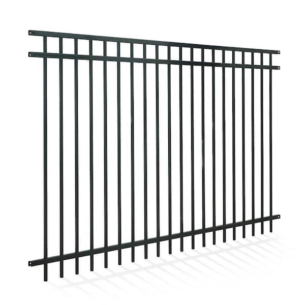 Fencer Wire 5 ft. x 8 ft. Heavy Duty Spaced Bar Flat Top Metal Fence Panel, Anti-Rust Decorative Garden Fence Panel (Single Panel)