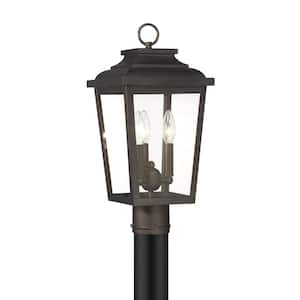 Irvington Manor 3-Light Bronze Aluminum Hardwired Indoor/Outdoor Weather Resistant Post Light with No Bulbs Included