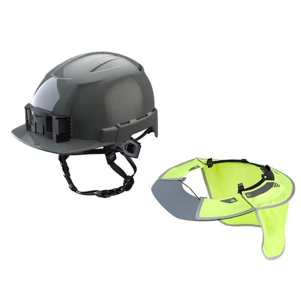 BOLT Gray Type 2 Front Brim Non-Vented Helmet W/Tinted Brim High Visibility Mesh Sunshade and 360-Degree Protection