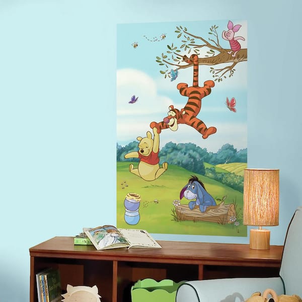 RoomMates 36 in. W x 60 in. H Pooh and Friends 2- Piece Peel and Stick Wall Decal Mural