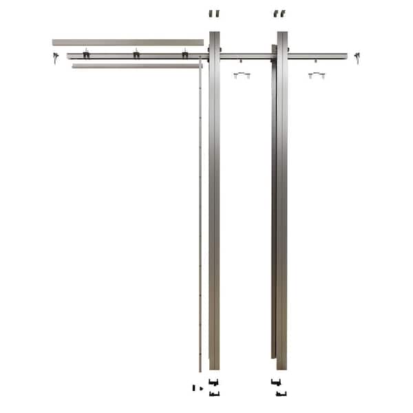 Hannover Lite 38 x 84 in. Aluminum Pocket Door Track, Framing and Top Mount Hardware Kit with Double Soft-Stop