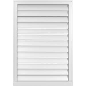 28 in. x 40 in. Vertical Surface Mount PVC Gable Vent: Functional with Brickmould Sill Frame