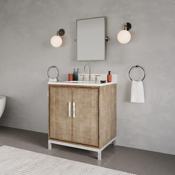 Westin 30 in. W x 22 in. D x 34.4 in. H Single Sink Bath Vanity in Lustrous Walnut with White Brook Quartz Top
