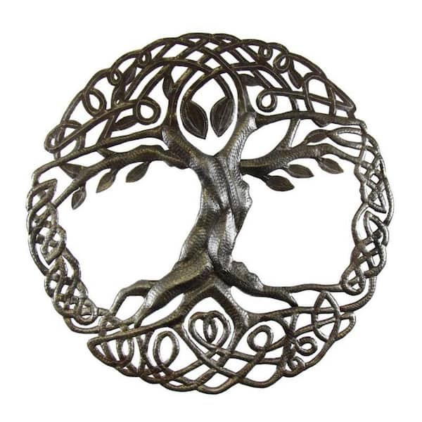 Global Craft Celtic Tree of Life Haitian Steel Drum Wall Art
