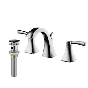 Randburg Widespread 2-Handle Three Hole Bathroom Faucet with Matching Pop-up Drain in Chrome