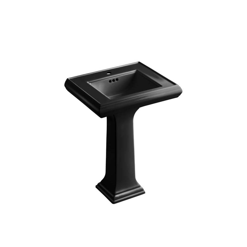 KOHLER Memoirs Ceramic Pedestal Combo Bathroom Sink in Black with ...