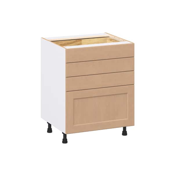 Lakewood Sugar Cookie Shaker Assembled Base Kitchen Cabinet with 4 Drawer (27 in. W x 34.5 in. H x 24 in. D)