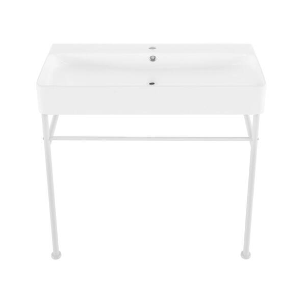 Swiss Madison Carre 36 in. Ceramic Console Sink Basin in White with