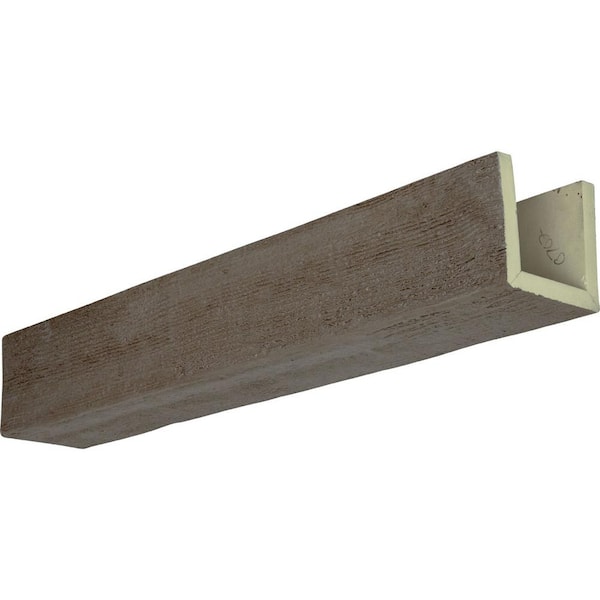 Ekena Millwork 4 in. x 8 in. x 8 ft. 3-Sided (U-Beam) Rough Sawn Natural Honey Dew Faux Wood Ceiling Beam