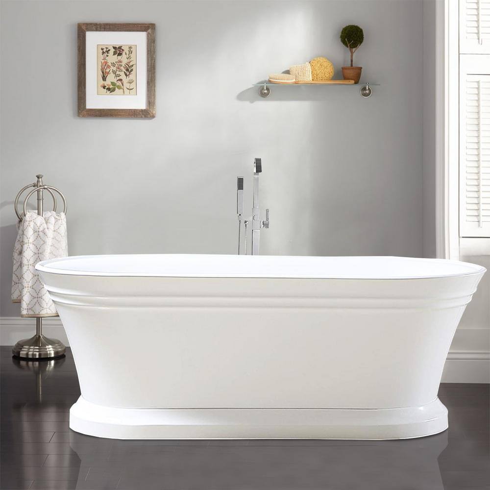 Athena 67" White Acrylic Freestanding Soaking Bathtub