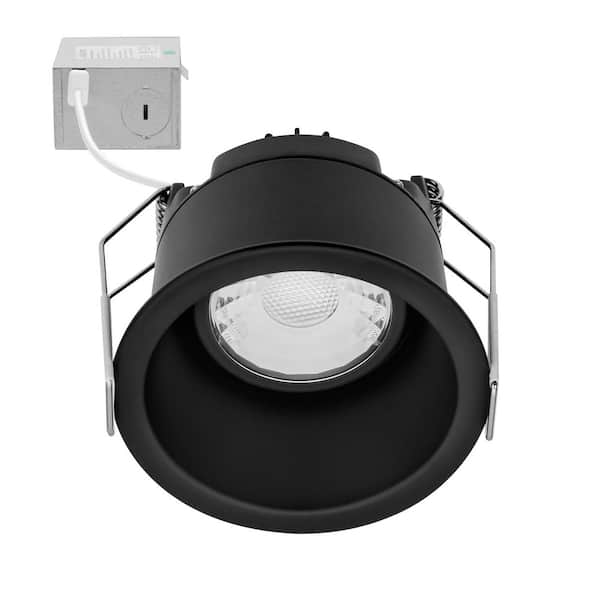 2 in. 5 CCT Adjustable LED Slim Regressed Gimbal Downlight Black Trim 600 Lumens Color Select 2700K-5000K, 360° Rotation