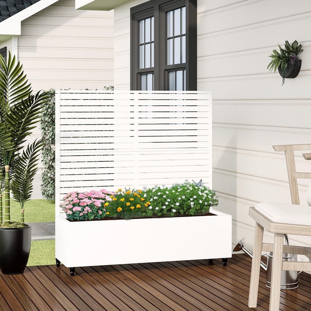 Lirago 47 in. H x 47 in. W Rectanglar White Outdoor Metal Privacy