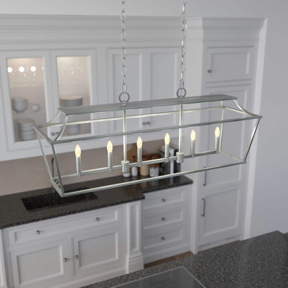 Laurel Ridge 6 Light Brushed Nickel Linear Chandelier Kitchen Light price history on PriceWatchPro