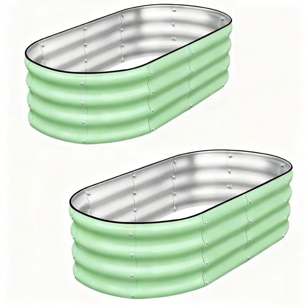 2-Piece Green Metal Galvanized Oval Raised Planter Box for Plants Vegetables (46 in. L x 23.6 in. W x 11.8 in. H) price history on PriceWatchPro