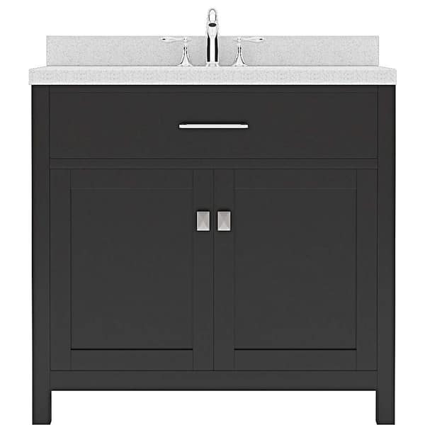 Virtu USA Caroline 36 in. W Bath Vanity in Espresso with Dazzle White Quartz Vanity Top with White Basin