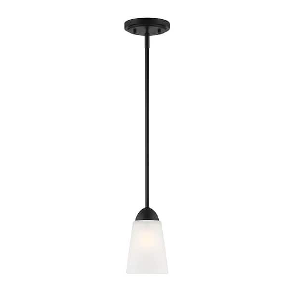 Designers Fountain Malone 60-Watt 1-Light Matte Black Mini-Pendant with Frosted Glass Shade