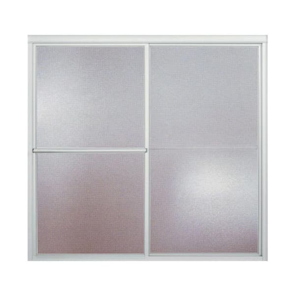STERLING Deluxe 55-60 in. x 56 in. Framed Sliding Bathtub Door in Silver with Handle