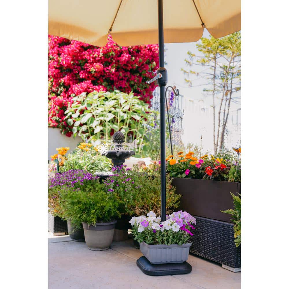 Gray Square HDPE Outdoor Planter with Drainage Holes
