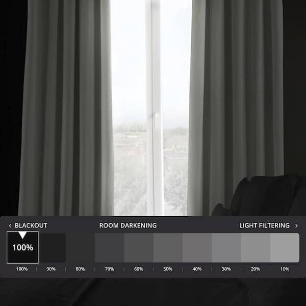Reflection Grey Velvet Rod Pocket Blackout Curtain - 50 in. W x 96 in. L (1 Panel)