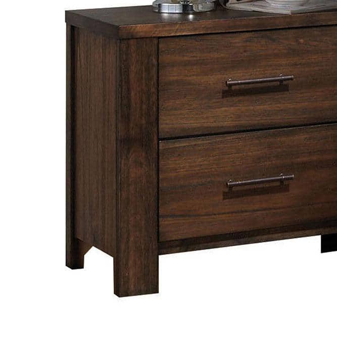 Merrilee Antique Brass 2-Drawer Oak Nightstand