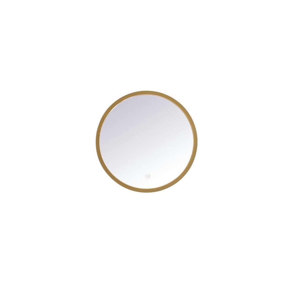 Timeless Home 18 in. W x 18 in. H Aluminum Brass LED Mirror