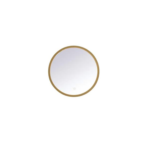 Unbranded Timeless Home 18 in. W x 18 in. H Aluminum Brass LED Mirror