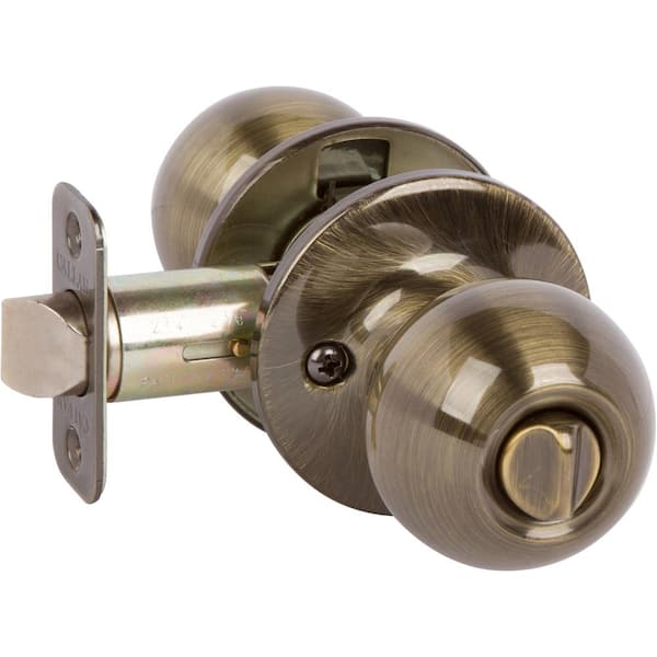 DELANEY HARDWARE Fairfield Rustic Style Antique Brass Round Shape Bed/Bath Door Knob