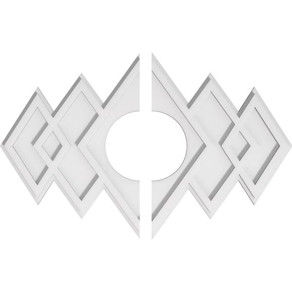 Ekena Millwork 28 in. W x 18-5/8 in. H x 7 in. ID x 1 in. P Zoe Architectural Grade PVC Contemporary Ceiling Medallion (2-Piece)