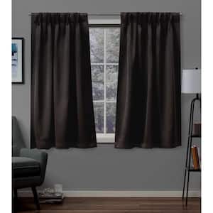 Espresso Sateen Solid 30 in. W x 63 in. L Noise Cancelling Thermal Pinch Pleat Blackout Curtain (Set of 2)