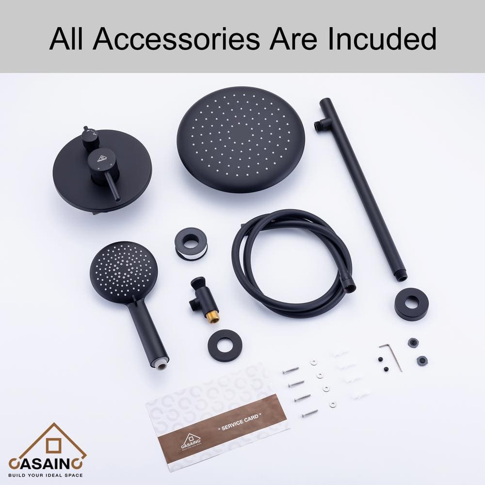Matte Black Modern Wall-Mounted Shower System with Handheld
