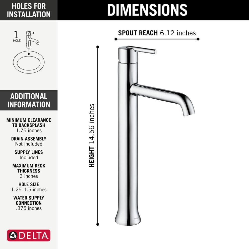 Sleek Modern 13.5" Chrome Zinc Single Hole Vessel Faucet