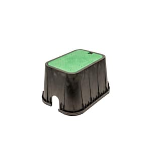 14 in. x 19 in. Rectangular Irrigation Valve Box and Lid, Black Box, Green Lid