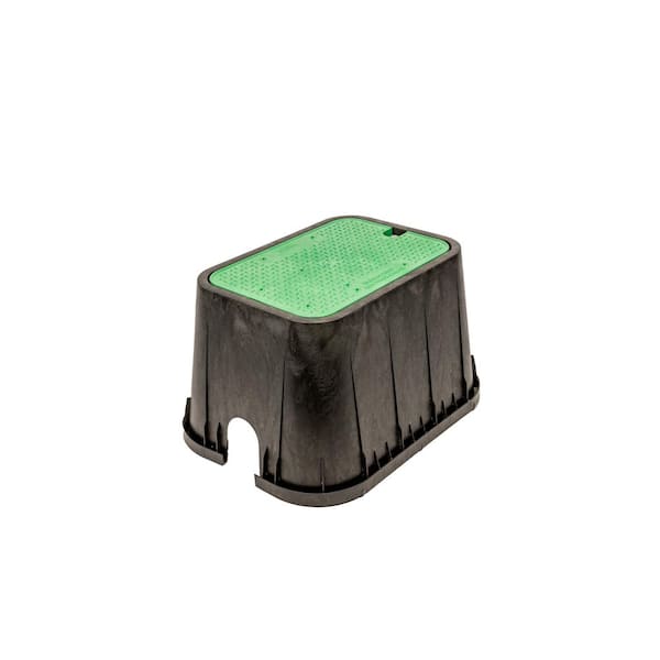 Vigoro 14 in. x 19 in. Rectangular Irrigation Valve Box and Lid, Black Box, Green Lid