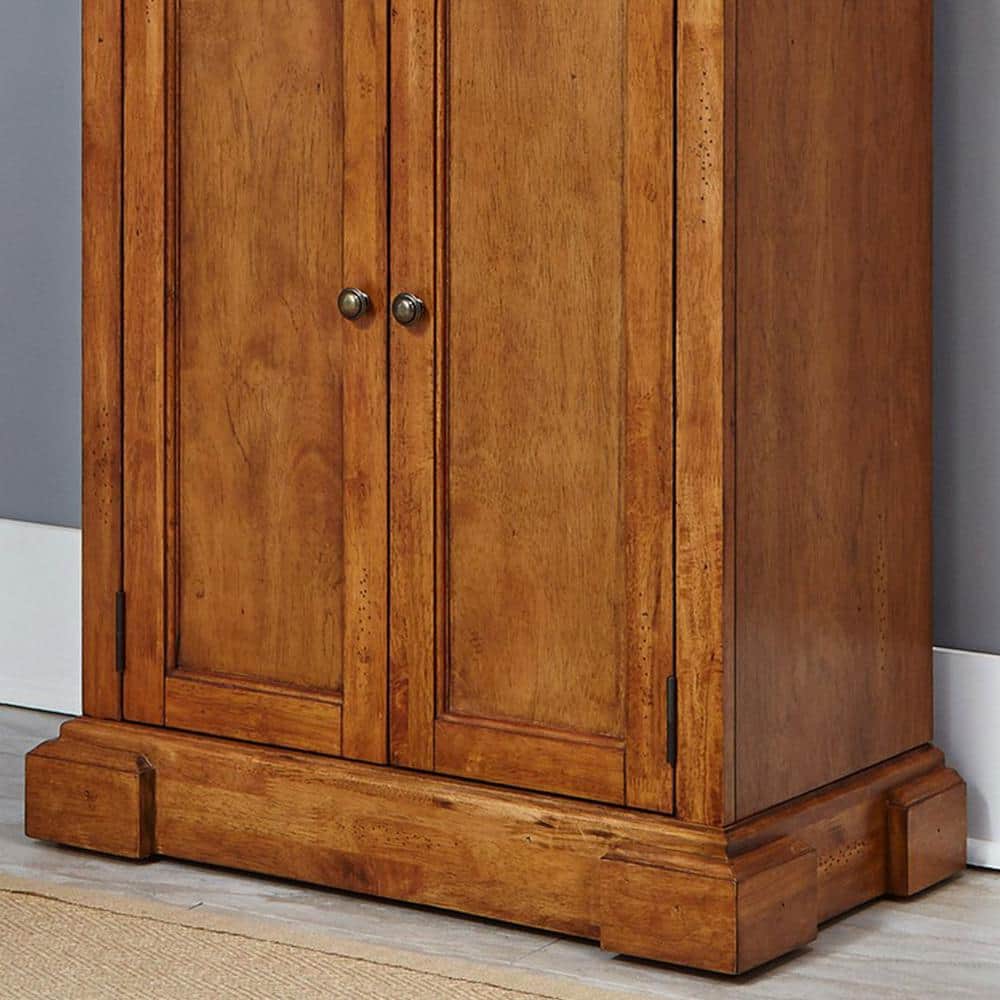 Vintage Distressed Oak Pantry Cabinet with Adjustable Shelves 72" High