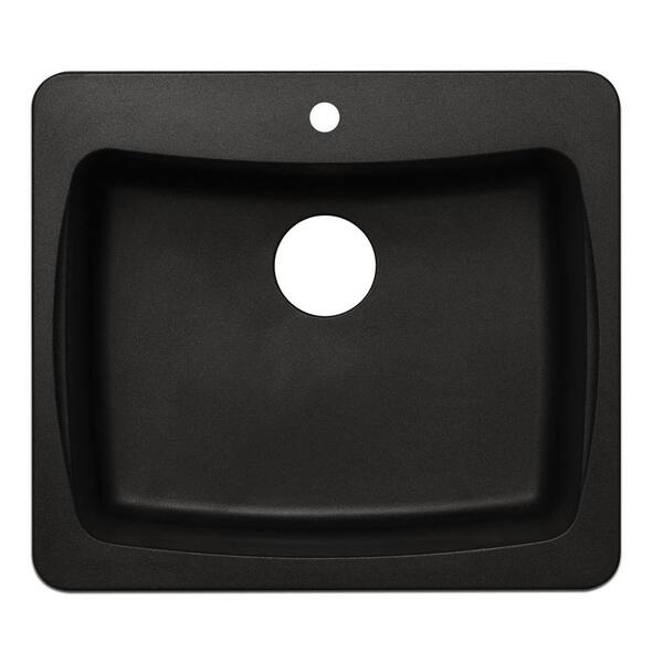 Unbranded Dual Mount Granite 25 in. 1-Hole Single Bowl Kitchen Sink in Black