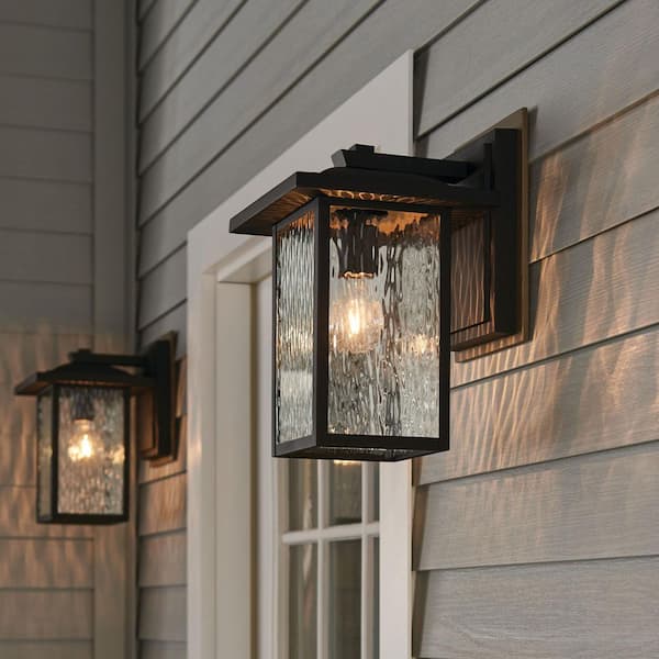 Capanna 1-Light Textured Black Outdoor Hardwired Wall Lantern Sconce with No Bulbs Included (1-Pack)