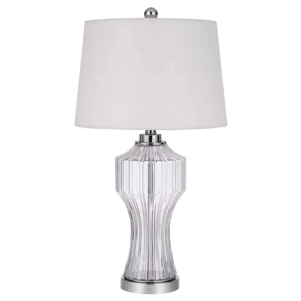 HomeRoots 26 in. Clear Standard Light Bulb Bedside Table Lamp