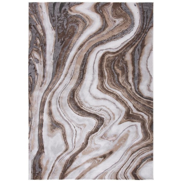 SAFAVIEH Craft Gold/Gray Doormat 2 ft. x 4 ft. Marbled Abstract Area Rug