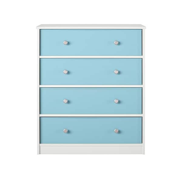Ameriwood Home Mya Park, White with blue bins, particle board, 31.65 in Kids Armoire with drawers