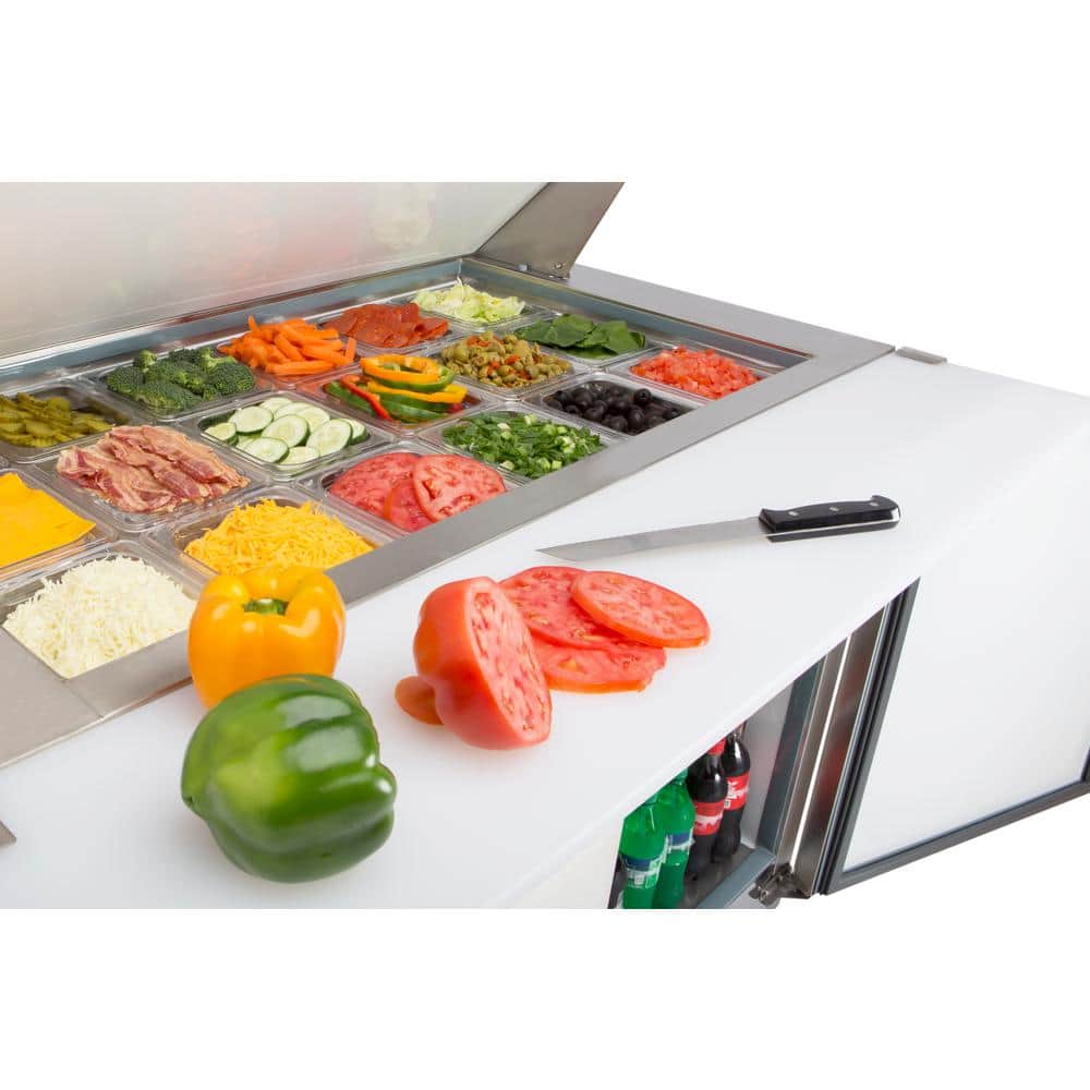 Stainless Steel 18 Cu Ft 3-Door Commercial Prep Refrigerator