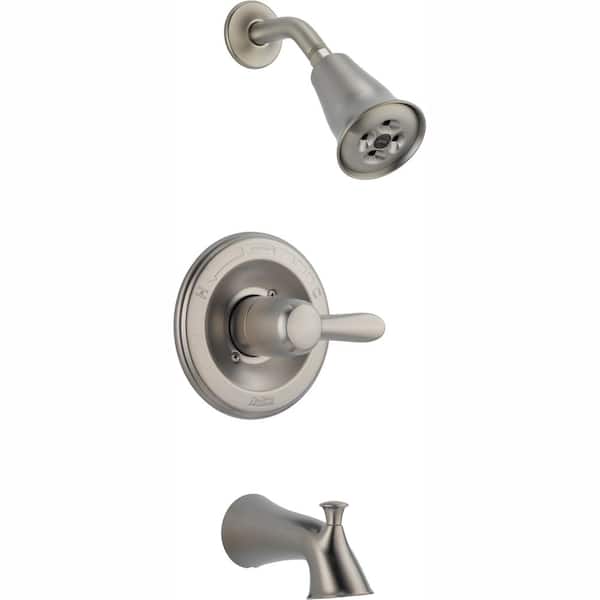 Delta Lahara 1-Handle 1-Spray Tub and Shower Faucet Trim Kit in Stainless Featuring H2Okinetic (Valve Not Included)