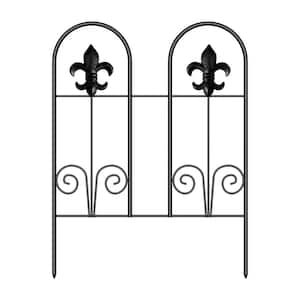 24 in. H x 30 ft. L, Double Flower Style Outdoor Decorative Garden Fence, Metal Rustproof Fence (30-Pieces)