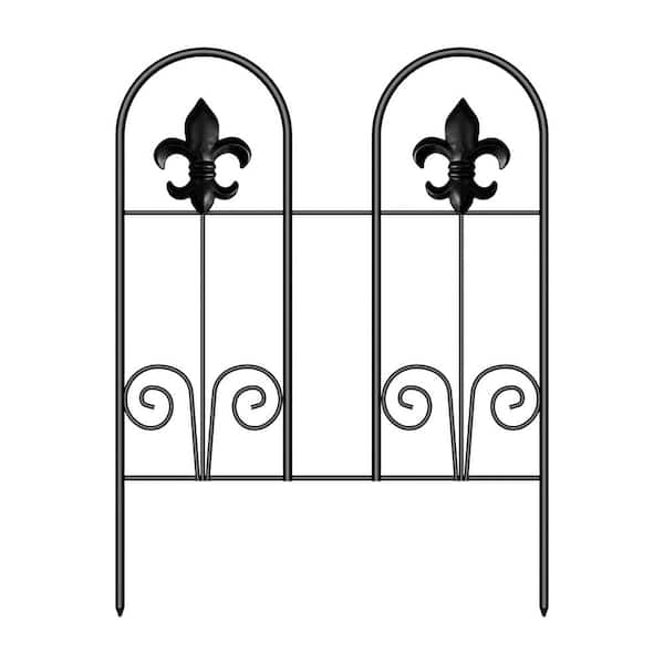 Oumilen 24 in. H x 30 ft. L, Double Flower Style Outdoor Decorative Garden Fence, Metal Rustproof Fence (30-Pieces)