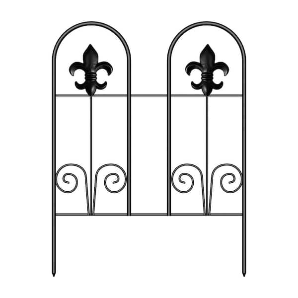 Oumilen 24 in. H x 30 ft. L, Double Flower Style Outdoor Decorative Garden Fence, Metal
