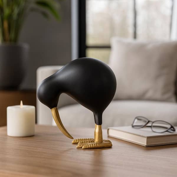 置物 kiwi Liv & Skye Black Gold 7.5 in. x 8 in. Metal Kiwi Mom Animal